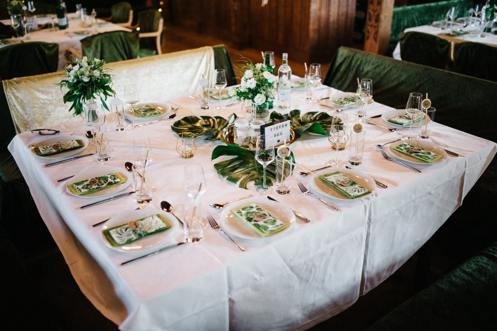 Tischdekoration auf einer Hochzeit in Potsdam